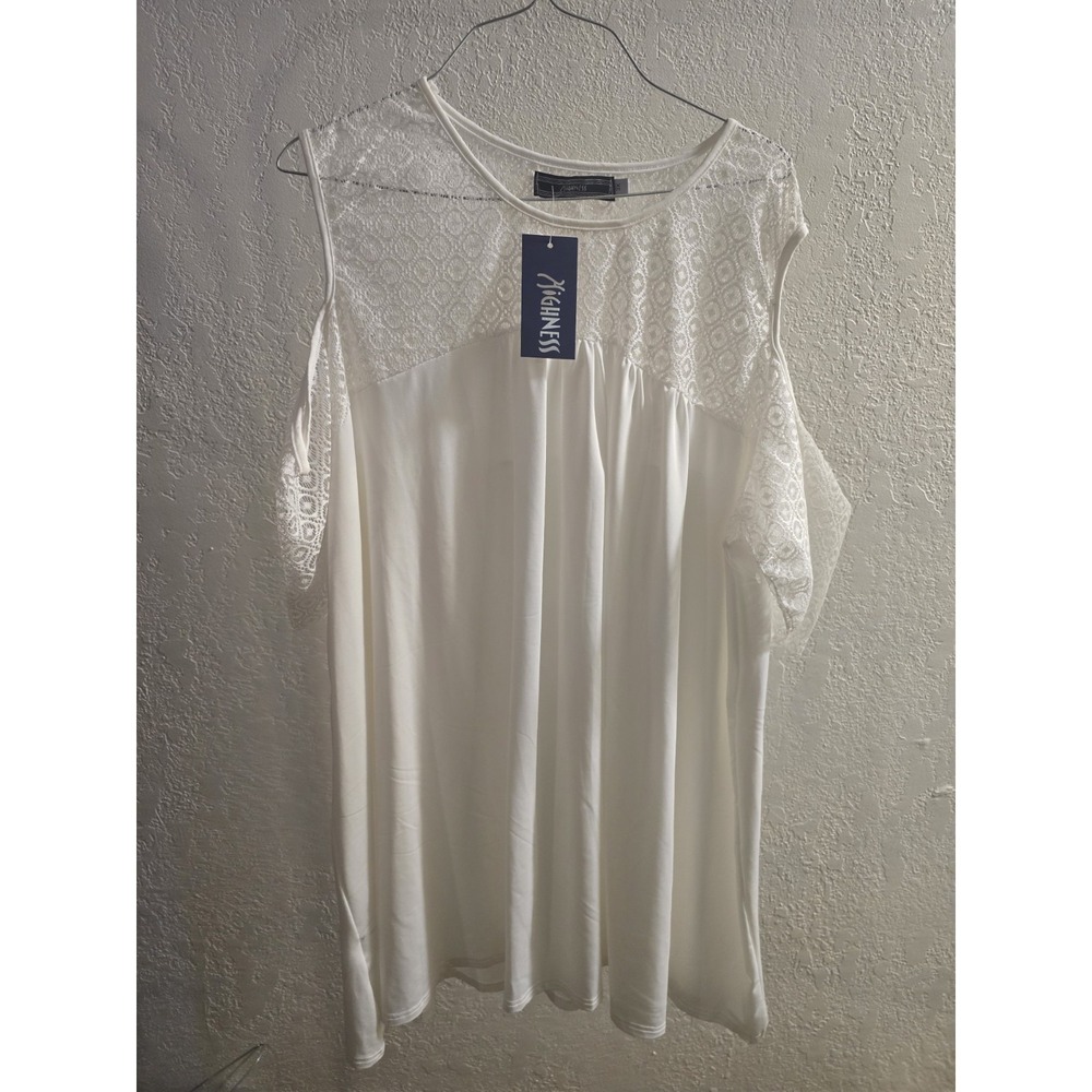 Highness Plus Size White 3xl Dress Top Lace Detail Long - Picture 1 of 4